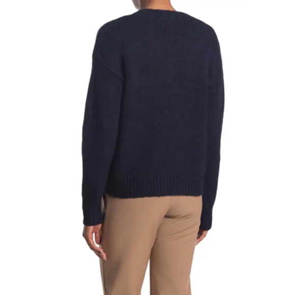 DIANE VON FURSTENBERG NWT CARMELLA V-NECK ALPACA/MERINO WOOL NAVY SWEATER.SIZE S - Picture 2 of 9